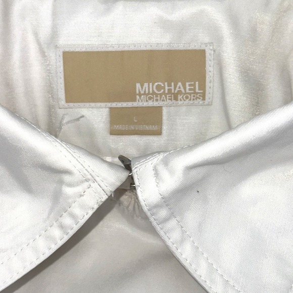 Michael by Michael Kors Women L White Trench Spring Coat Old Money Quiet Luxury - Picture 7 of 10